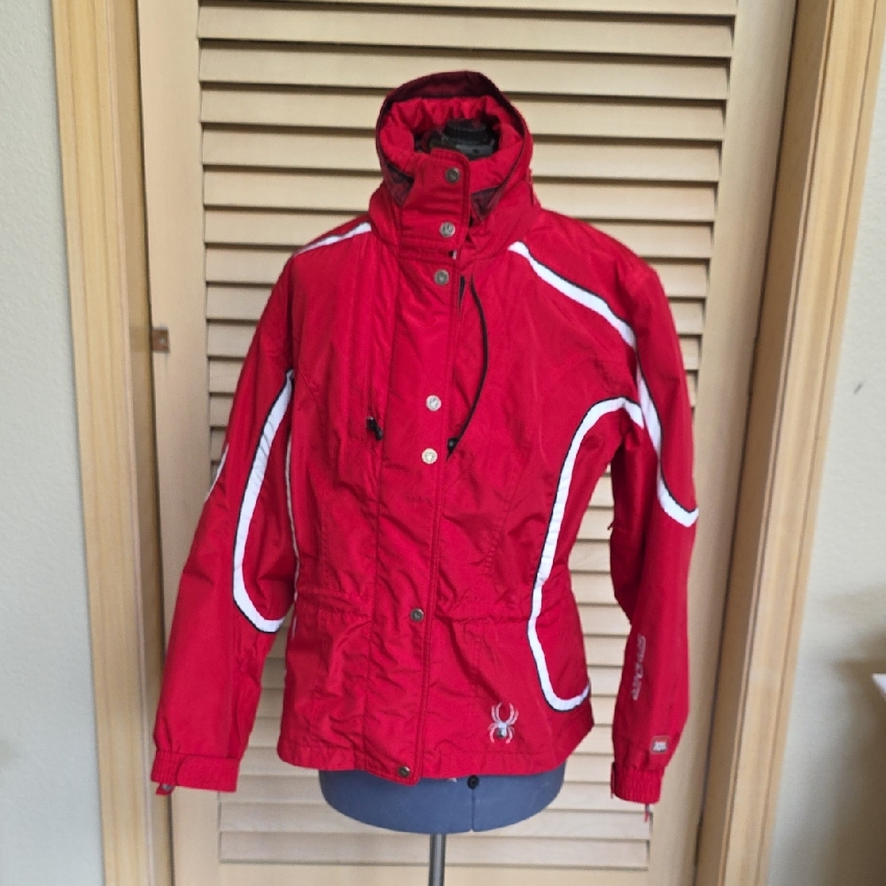 Spyder Women's Red and White Ski Jacket/Shell SIZE 8/M
